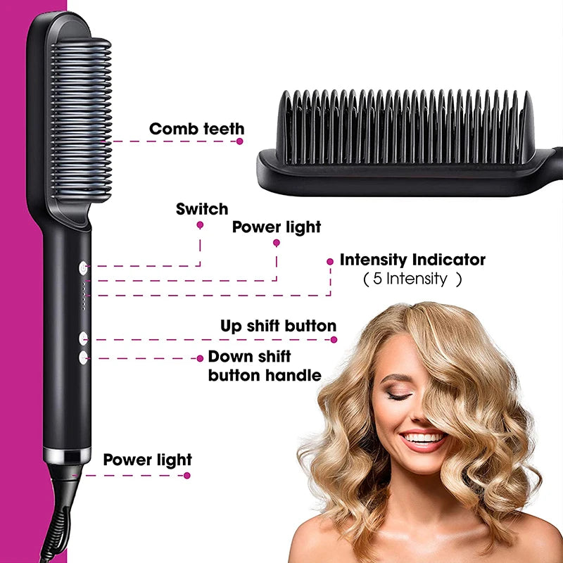 LCD Display Electric Hair Straightening Brush