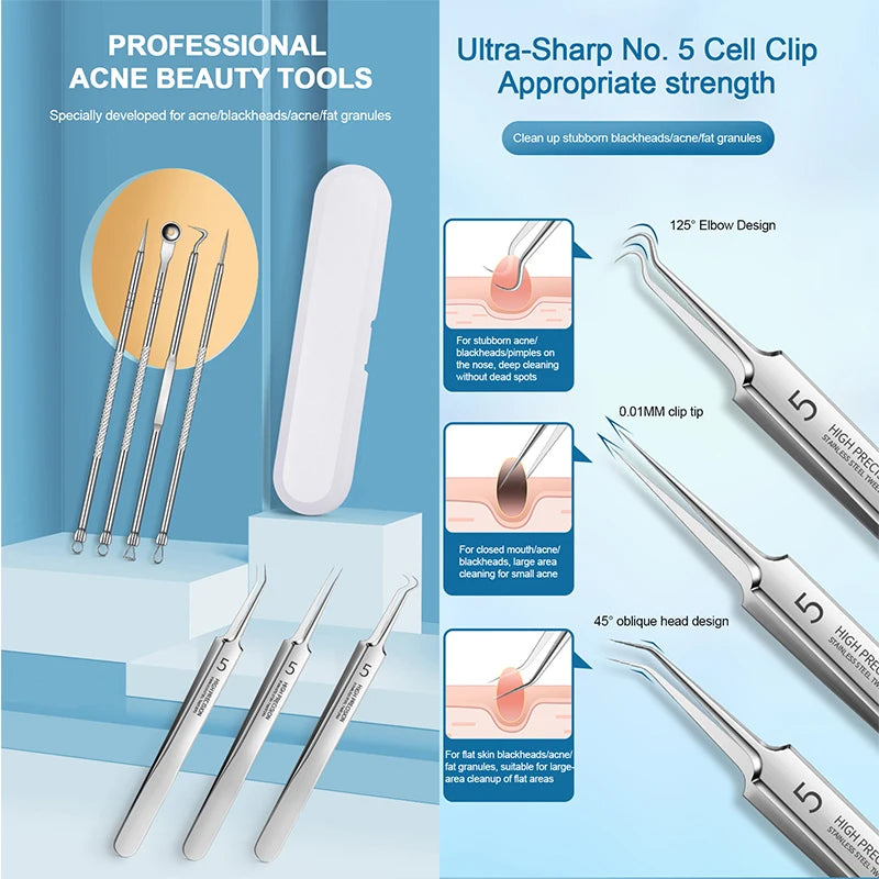 Blackhead Remover Clip & Tweezers Set