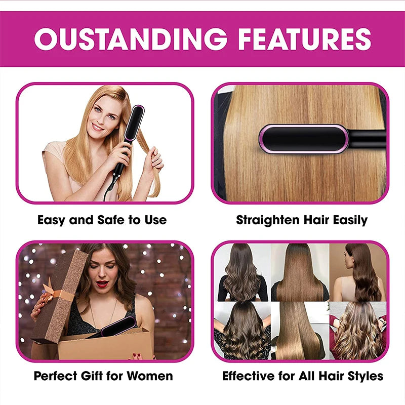 LCD Display Electric Hair Straightening Brush